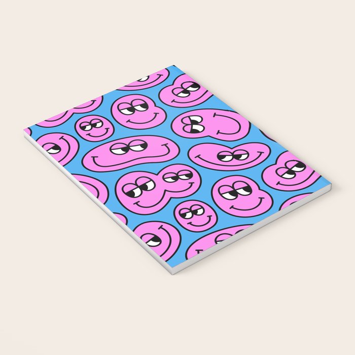 Funny retro smiling face cartoon pattern Notebook Gallery Image 3