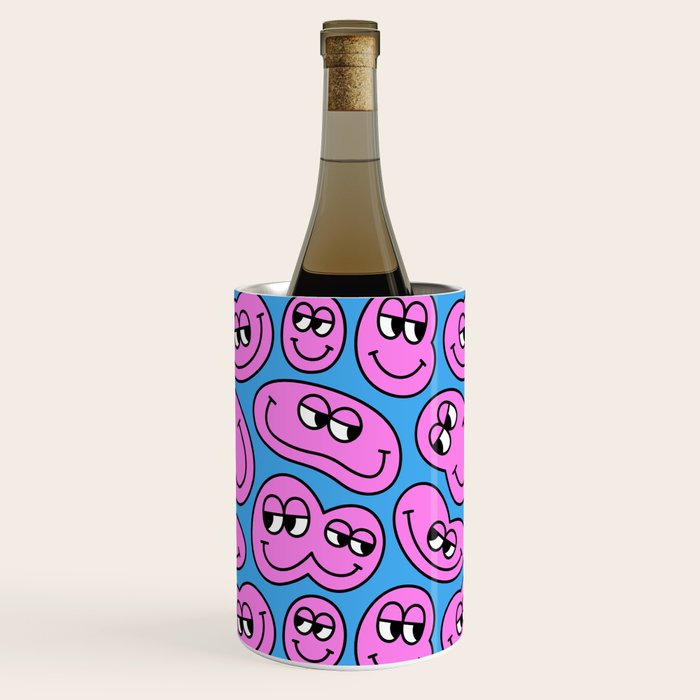 Funny retro smiling face cartoon pattern Wine Chiller Gallery Image 2