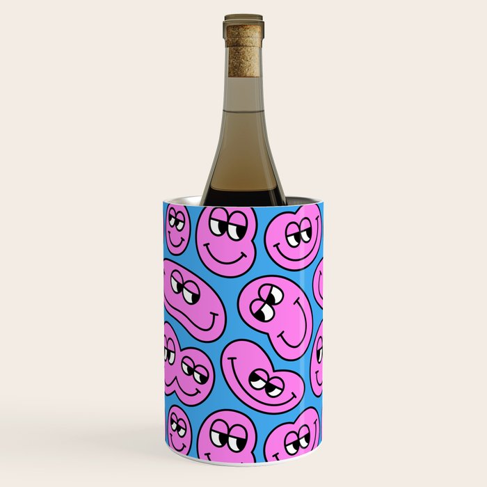 Funny retro smiling face cartoon pattern Wine Chiller Gallery Image 3
