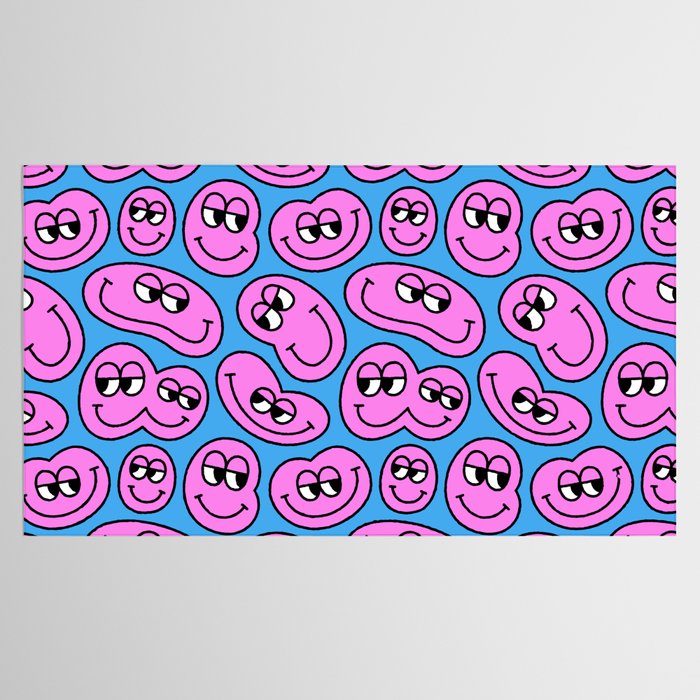 Funny retro smiling face cartoon pattern Tablecloth Gallery Image 2