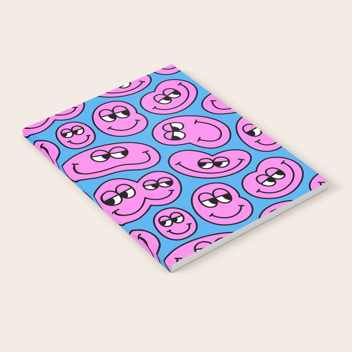 Funny retro smiling face cartoon pattern Notebook Gallery Image 2