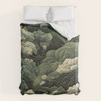 Japanese Painting Green Forest Art Dopamine Decor Wabi Sabi Art Maximalist Wall Art Japandi Art Duvet Cover Gallery Image 6