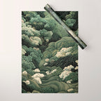 Japanese Painting Green Forest Art Dopamine Decor Wabi Sabi Art Maximalist Wall Art Japandi Art Wrapping Paper Gallery Image 1
