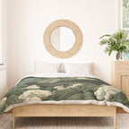 Japanese Painting Green Forest Art Dopamine Decor Wabi Sabi Art Maximalist Wall Art Japandi Art Duvet Cover Gallery Image 3