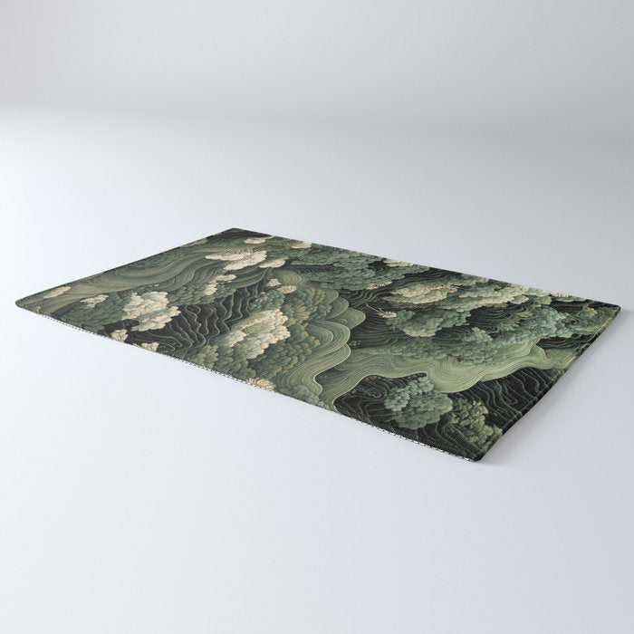 Japanese Painting Green Forest Art Dopamine Decor Wabi Sabi Art Maximalist Wall Art Japandi Art Rug Gallery Image 3