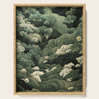 Japanese Painting Green Forest Art Dopamine Decor Wabi Sabi Art Maximalist Wall Art Japandi Art Serving Tray Gallery Image 1