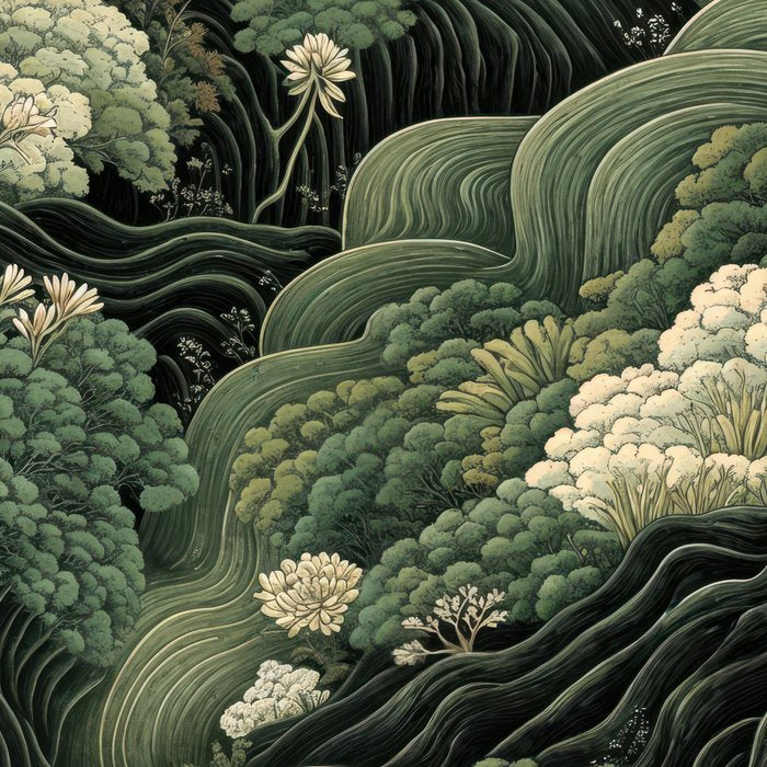 Japanese Painting Green Forest Art Dopamine Decor Wabi Sabi Art Maximalist Wall Art Japandi Art Coffee Mug Gallery Image 2