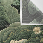 Japanese Painting Green Forest Art Dopamine Decor Wabi Sabi Art Maximalist Wall Art Japandi Art Wall Tapestry Gallery Image 3