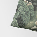 Japanese Painting Green Forest Art Dopamine Decor Wabi Sabi Art Maximalist Wall Art Japandi Art Pillow Sham Gallery Image 4
