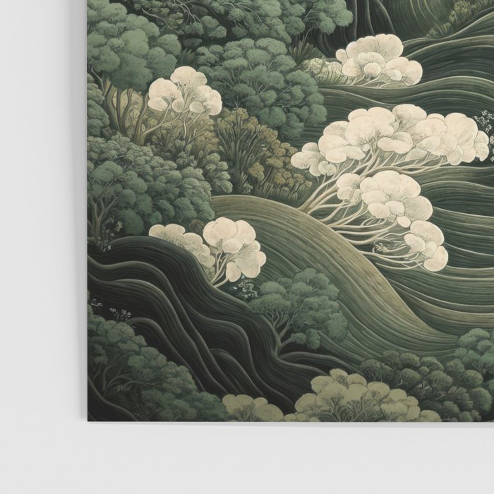 Japanese Painting Green Forest Art Dopamine Decor Wabi Sabi Art Maximalist Wall Art Japandi Art Poster Gallery Image 3