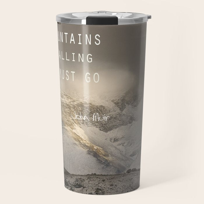 The Mountains are calling, and I must go.  John Muir. Vintage. Travel Mug Gallery Image 1