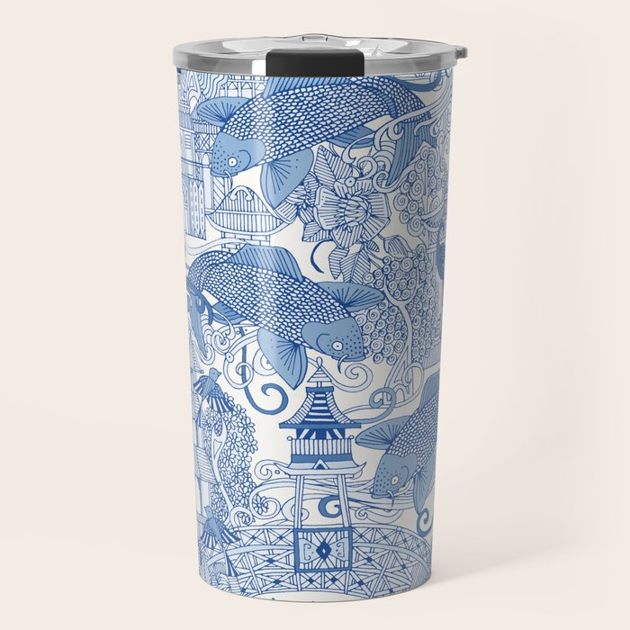 chinoiserie toile blue Travel Mug Gallery Image 1