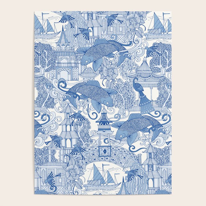 chinoiserie toile blue Poster Gallery Image 1