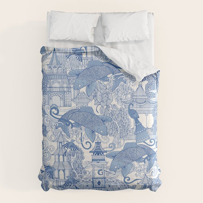 chinoiserie toile blue Comforter Gallery Image 6