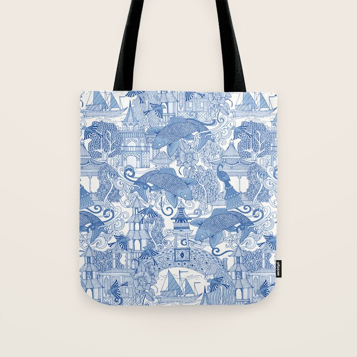 chinoiserie toile blue Tote Bag Gallery Image 1