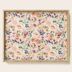 Hand painted ivory pink brown watercolor country floral Serving Tray Gallery Image 1