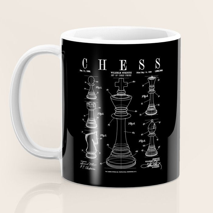 Chess King And Pieces Old Vintage Patent Drawing Print Coffee Mug Gallery Image 3