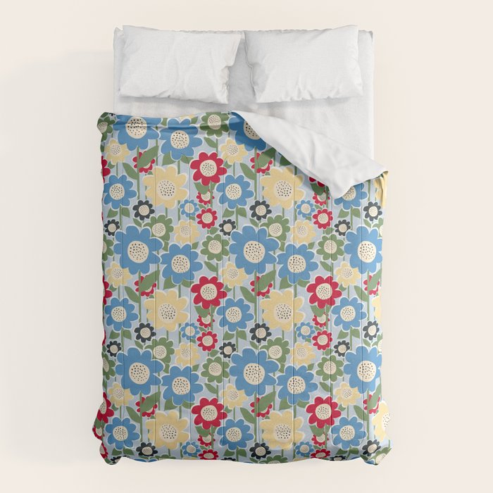 Flowerscape field - charming blue Comforter Gallery Image 6