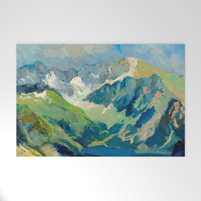 Mountain Landscape Oil Painting Welcome Mat Gallery Image 1