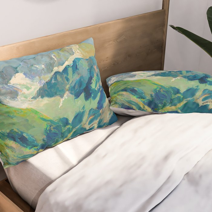 Mountain Landscape Oil Painting Pillow Sham Gallery Image 2