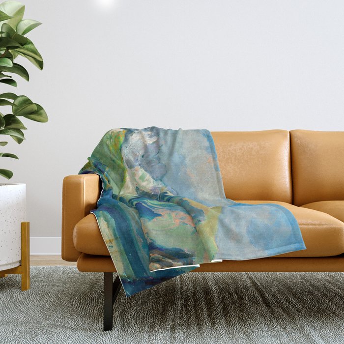 Mountain Landscape Oil Painting Throw Blanket Gallery Image 1