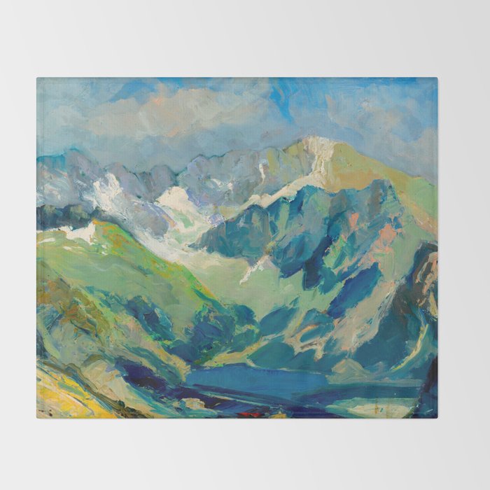Mountain Landscape Oil Painting Throw Blanket Gallery Image 2