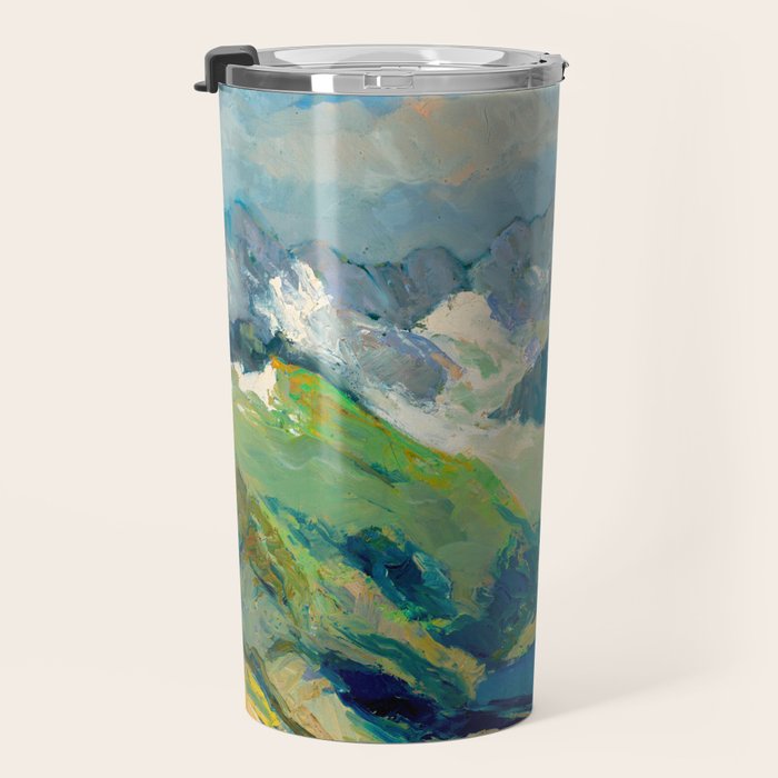 Mountain Landscape Oil Painting Travel Mug Gallery Image 3