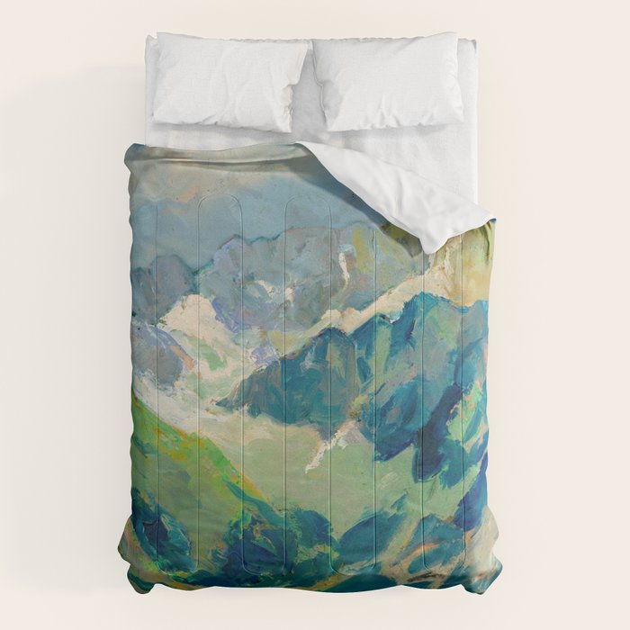 Mountain Landscape Oil Painting Comforter Gallery Image 1