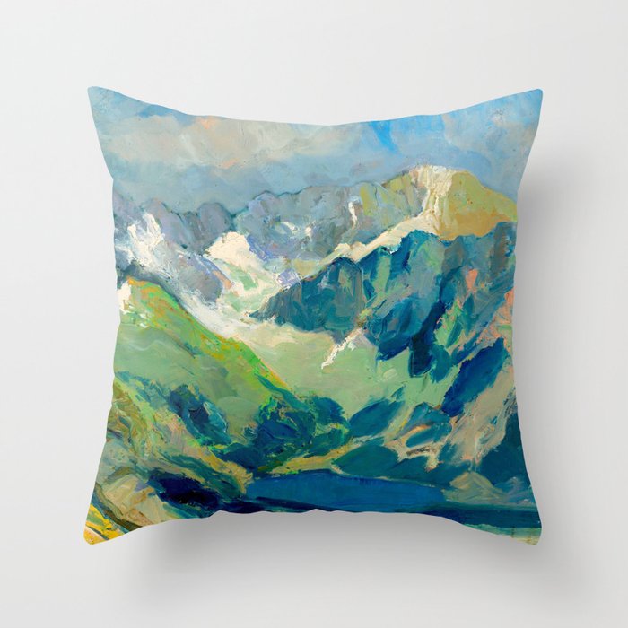 Mountain Landscape Oil Painting Throw Pillow Gallery Image 1