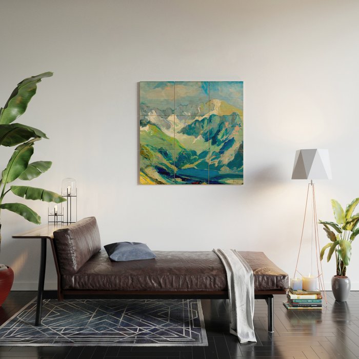 Mountain Landscape Oil Painting Wood Wall Art Gallery Image 2