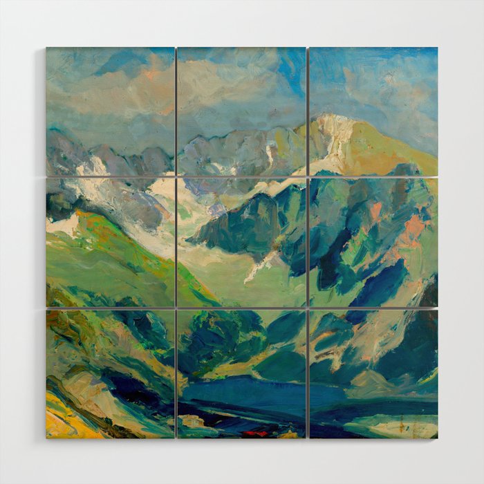 Mountain Landscape Oil Painting Wood Wall Art Gallery Image 1