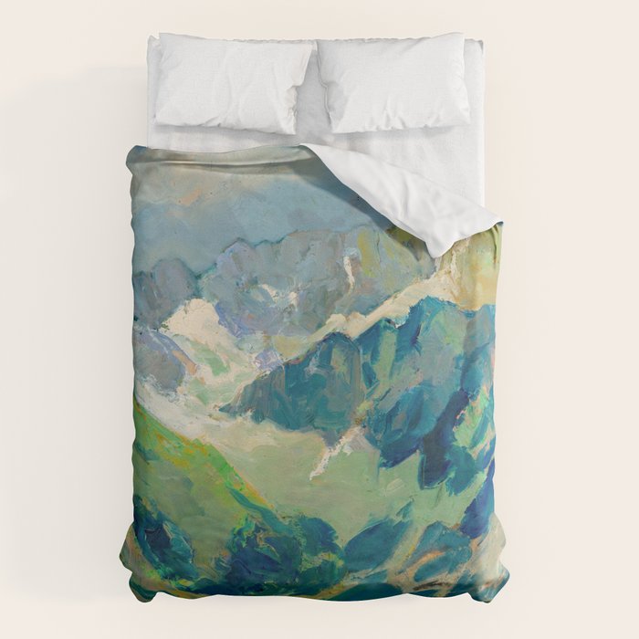 Mountain Landscape Oil Painting Duvet Cover Gallery Image 6