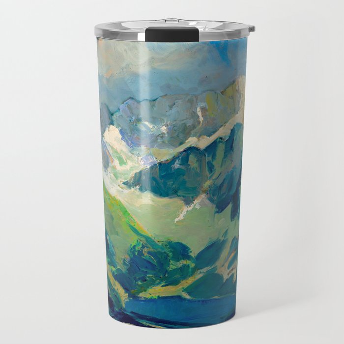 Mountain Landscape Oil Painting Travel Mug Gallery Image 1