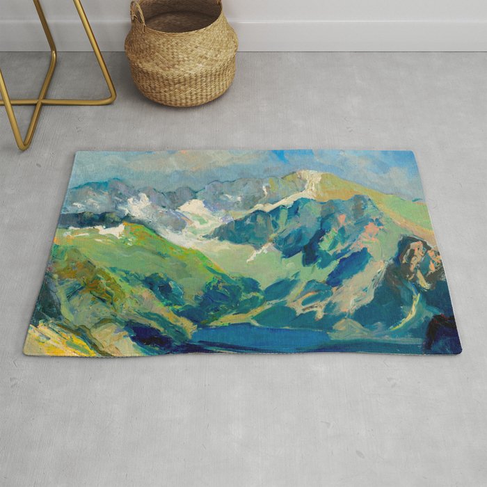 Mountain Landscape Oil Painting Rug Gallery Image 1