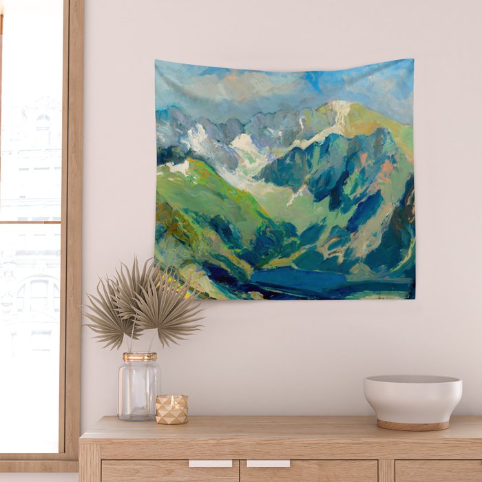 Mountain Landscape Oil Painting Wall Tapestry Gallery Image 2