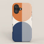 Abstraction Shapes 116 in Navy Blue Orange (Moon Phase Abstract)  iPhone Case Gallery Image 1