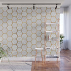 Neutral Geometric Hexagon Pattern Wall Mural Gallery Image 1