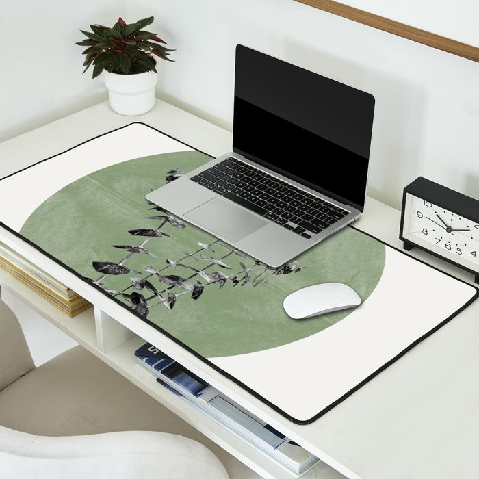 Flowers And Green Moon Desk Mat Gallery Image 2