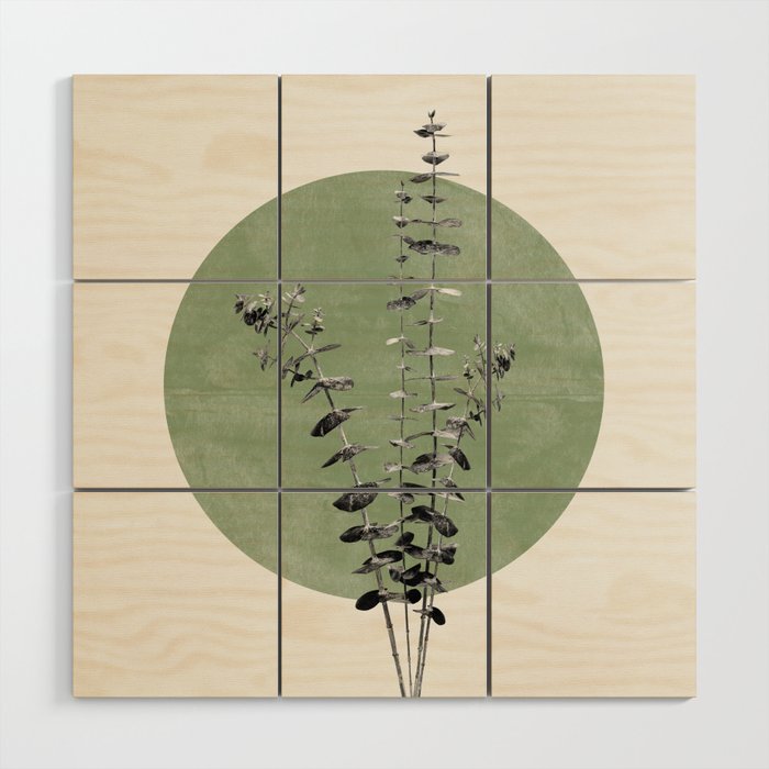 Flowers And Green Moon Wood Wall Art Gallery Image 1