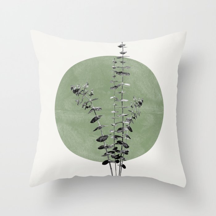 Flowers And Green Moon Throw Pillow Gallery Image 1