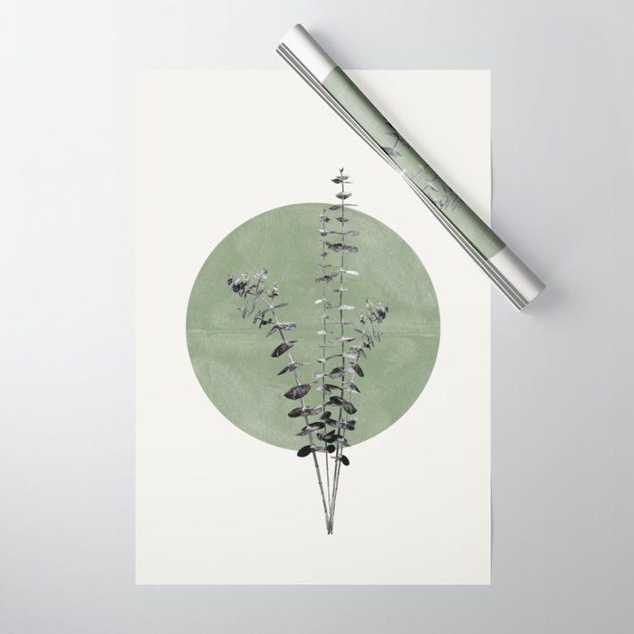 Flowers And Green Moon Wrapping Paper Gallery Image 1