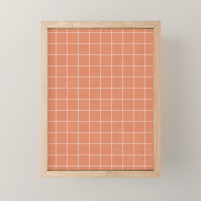Small Grid Pattern - Coral Mini Art Print Gallery Image 1