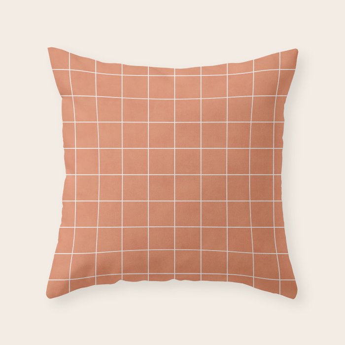 Small Grid Pattern - Coral Throw Pillow Gallery Image 6