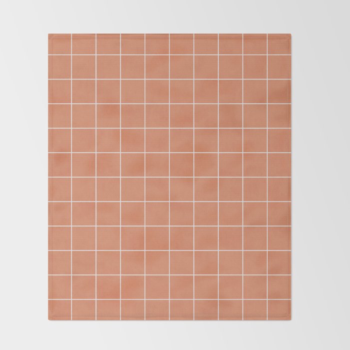 Small Grid Pattern - Coral Throw Blanket Gallery Image 2