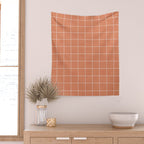 Small Grid Pattern - Coral Wall Tapestry Gallery Image 2