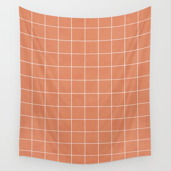 Small Grid Pattern - Coral Wall Tapestry Gallery Image 4