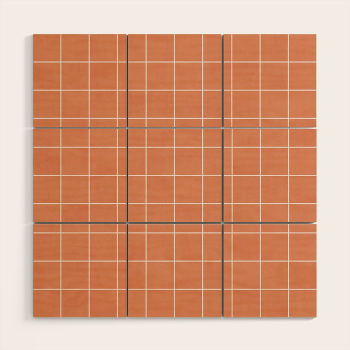 Small Grid Pattern - Coral Wood Wall Art Gallery Image 1