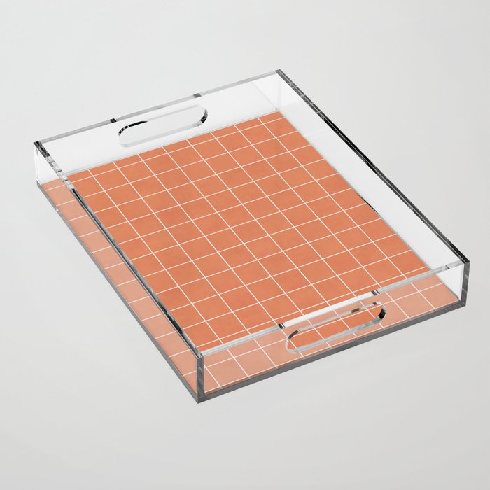Small Grid Pattern - Coral Acrylic Tray Gallery Image 1