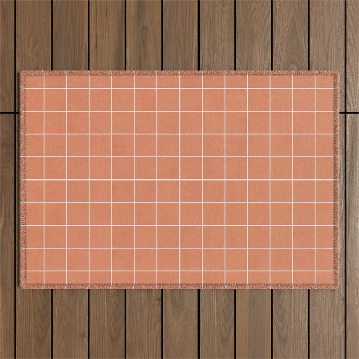 Small Grid Pattern - Coral Outdoor Rug Gallery Image 1