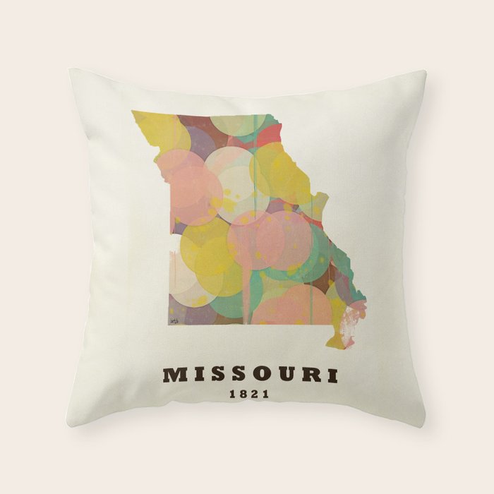 Missouri state map modern Throw Pillow Gallery Image 1